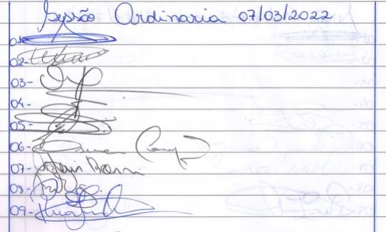 Lista de Presença dos vereadores 